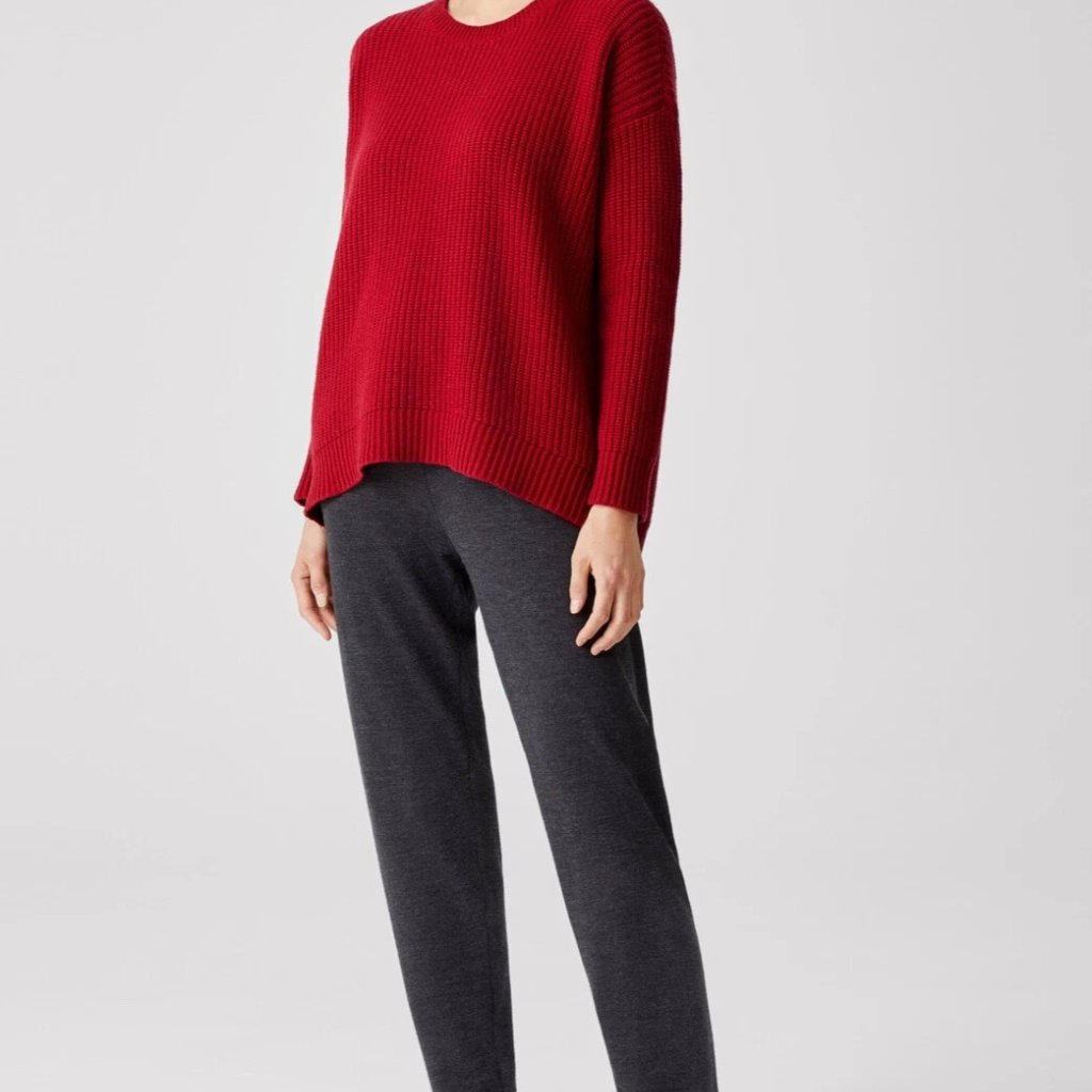 Nwt Nordstrom Eileen Fisher Ruby Red Crew Neck High Low Sweater, Xs, Xxs, Small